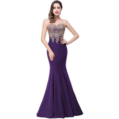 Women Mermaid Evening Dress Long Formal Lace Appliques Prom Dress