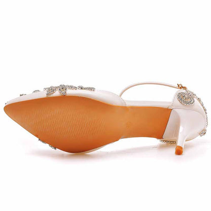 Elegant bridal crystal heels for wedding with delicate embellishments and a sleek design