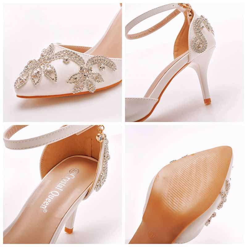 Bridal crystal heels for wedding featuring elegant embellishments and a chic ankle strap design