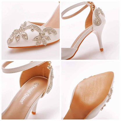 Bridal crystal heels for wedding featuring elegant embellishments and a chic ankle strap design