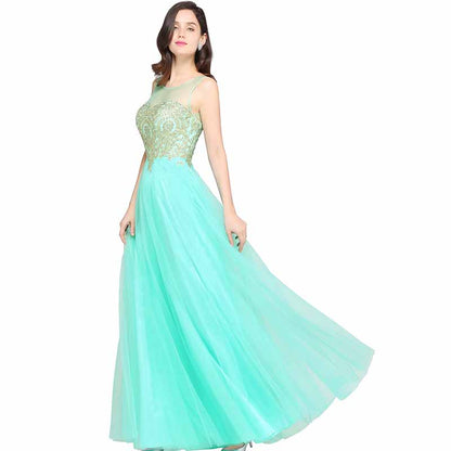 Women's Formal Sleeveless Appliques Wedding Bridesmaid Maxi Dress