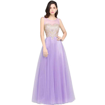 Women's Formal Sleeveless Appliques Wedding Bridesmaid Maxi Dress