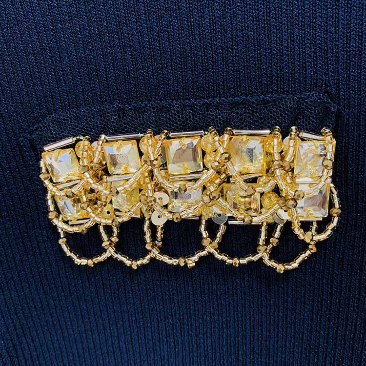 Women Gold Sequin Top Embellished Cardigan Short Sleeve Zipper Knit Shirt