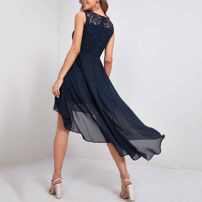 Women's Floral Lace Chiffon Bridesmaid Dress High low Party Dress