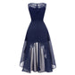 Women's Floral Lace Chiffon Bridesmaid Dress High low Party Dress