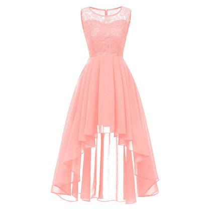 Women's Floral Lace Chiffon Bridesmaid Dress High low Party Dress