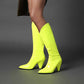 Women high heeled knee candy color boots