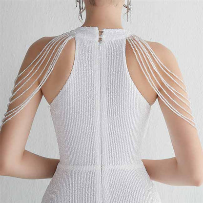 Women's Halter Neck Sequin Cocktail Long Dress Bodycon Mermaid Dress