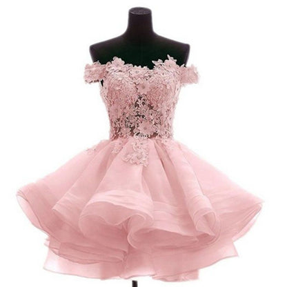 Women's Tulle Mini Cocktail Party Dress Short Prom Gown