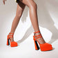 Women's Platform Pumps Chunky Ankle Strap Round Toe High Heel Shoes