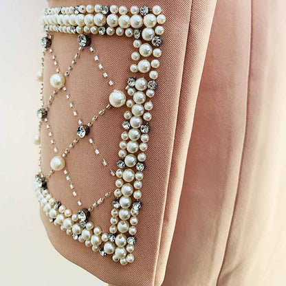 Women's Beaded Blazer Jacket Studded Mini Dress