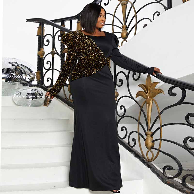 Women Plus Size Black Prom Dress Long Sleeves Formal Wedding Gowns SD Dresscode & Fashiontrends Women Plus Size Black Prom Dress Long Sleeves Formal Wedding Gowns SD Dresscode & Fashiontrends