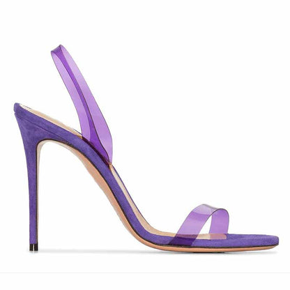Women's Clear Colored Heels Open Toe Stiletto Ankle Strap Sandals