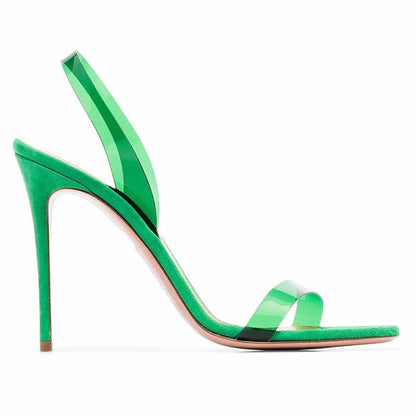 Women's Clear Colored Heels Open Toe Stiletto Ankle Strap Sandals