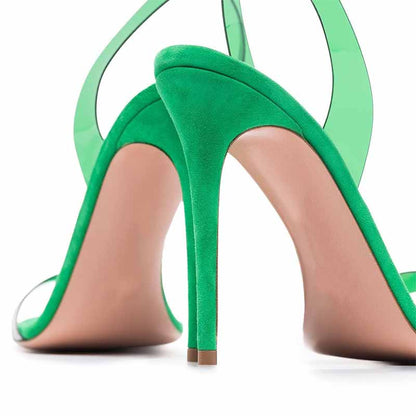 Women's Clear Colored Heels Open Toe Stiletto Ankle Strap Sandals