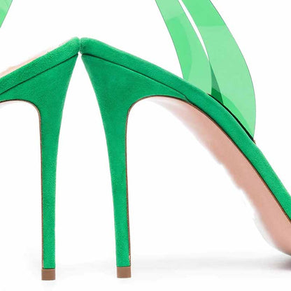 Women's Clear Colored Heels Open Toe Stiletto Ankle Strap Sandals