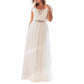 Chiffon Wedding Dress Short Sleeves Beach Bride Dress Long