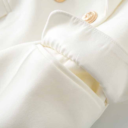 Womens Double Breasted Blazer V-Neck Long Sleeve Gold Buttons Blazer