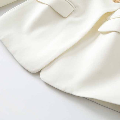 Womens Double Breasted Blazer V-Neck Long Sleeve Gold Buttons Blazer