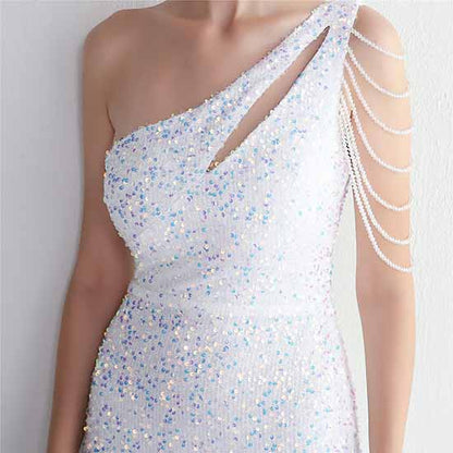 Women One Shoulder Formal Prom Dress Evening Wedding Slit Mermaid Maxi Dress