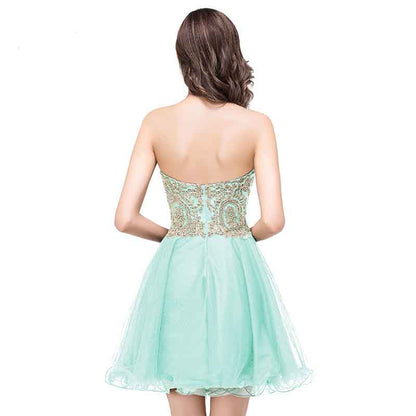 Junior's Gold Lace Applique Short Party Homecoming Dresses