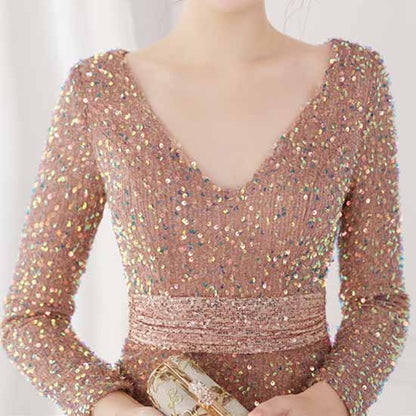 Women's Sexy Long Sleeve V Neck Wrap Side Split Bodycon Cocktail Party Maxi Dress S-4XL