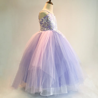 Girls Flower Vintage Lace Dress Wedding Party Evening Formal Pegeant Dance Gown