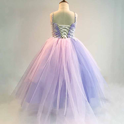 Girls Flower Vintage Lace Dress Wedding Party Evening Formal Pegeant Dance Gown