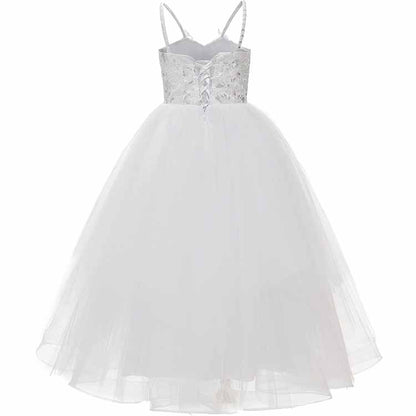 Girls Flower Vintage Lace Dress Wedding Party Evening Formal Pegeant Dance Gown