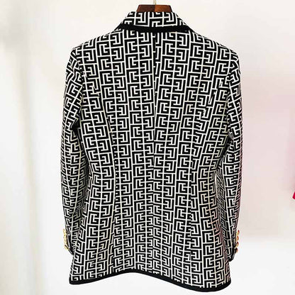 Women's Geometric Coats Monogrammed Blazer Outwear
