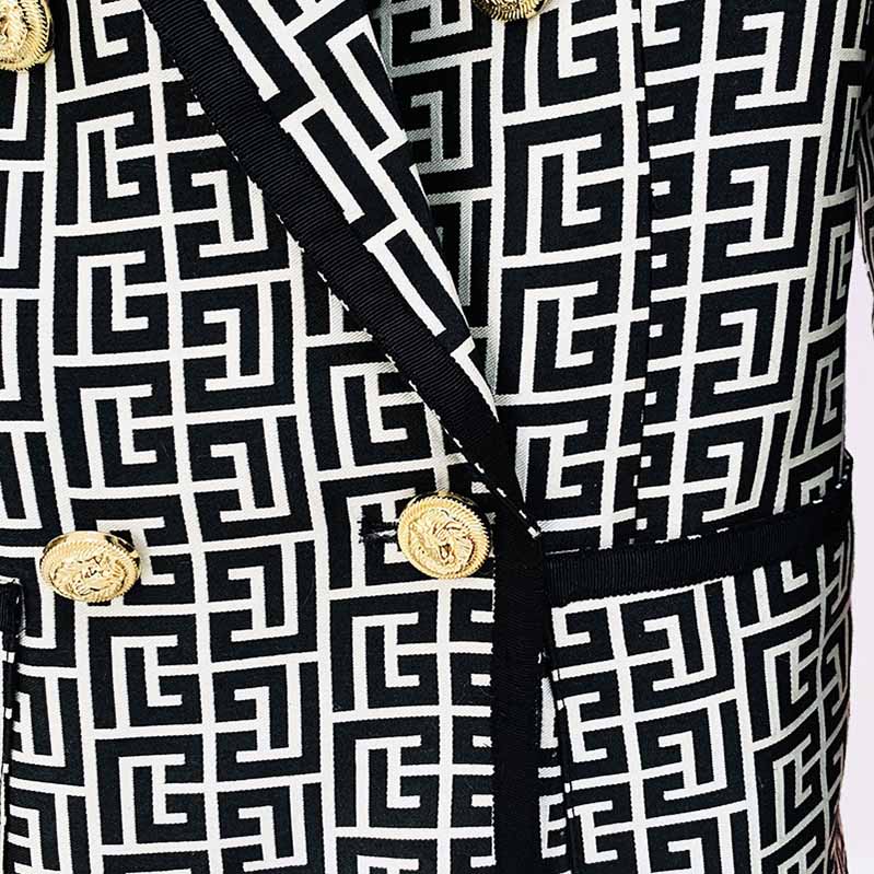 Women's Geometric Coats Monogrammed Blazer Outwear