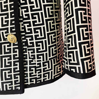 Women's Geometric Coats Monogrammed Blazer Outwear