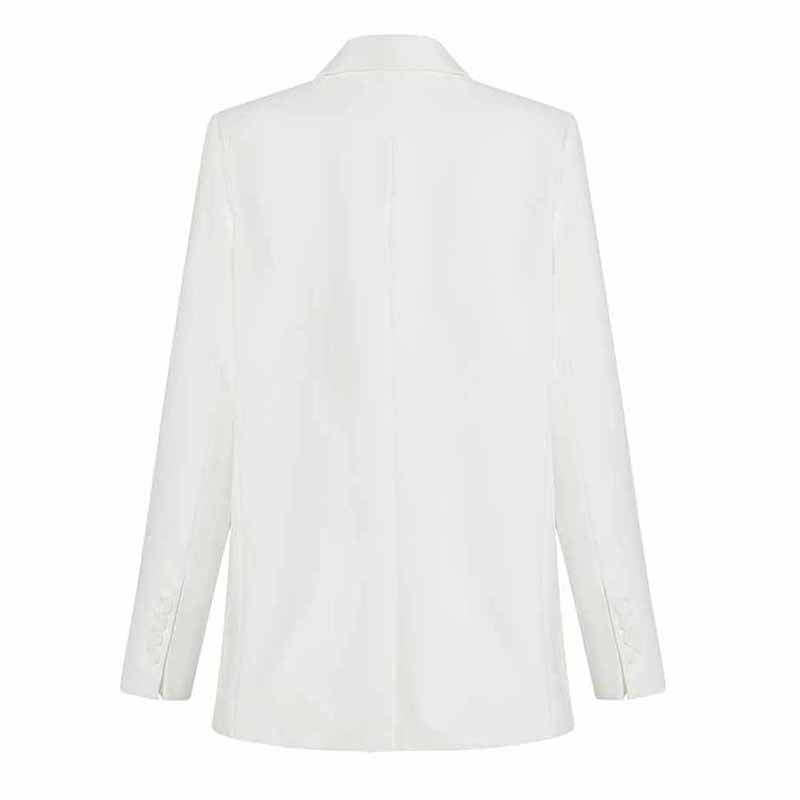 Womens One Button White Blazer V-Neck Long Sleeve Blazer