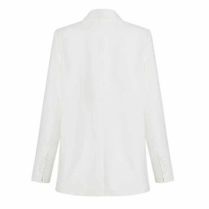 Womens One Button White Blazer V-Neck Long Sleeve Blazer