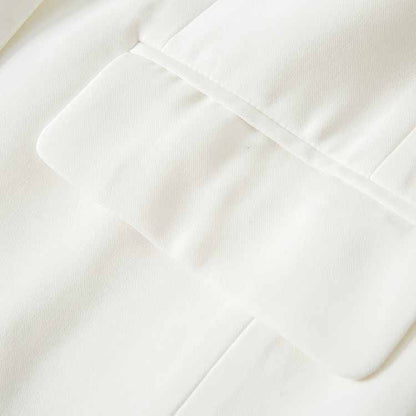 Womens One Button White Blazer V-Neck Long Sleeve Blazer