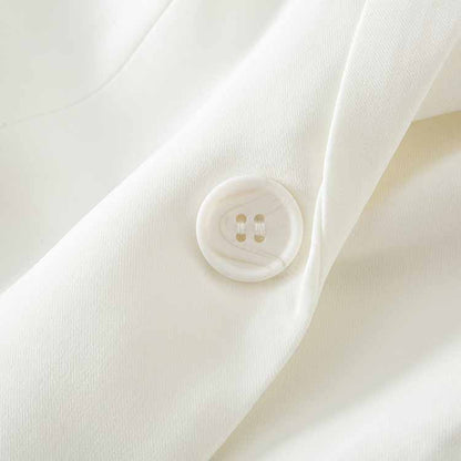 Womens One Button White Blazer V-Neck Long Sleeve Blazer