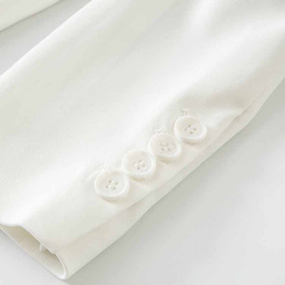 Womens One Button White Blazer V-Neck Long Sleeve Blazer