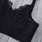 Black Bustier Crop Top Push Up Lace Bra Half Corset
