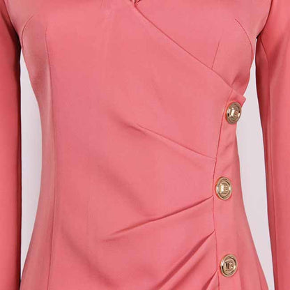 Women Long Sleeve Wrap Mini Dresses