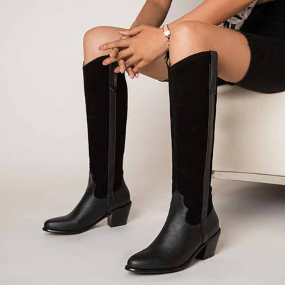 Fashion Western Boots Women Pull-On Knee High Booties