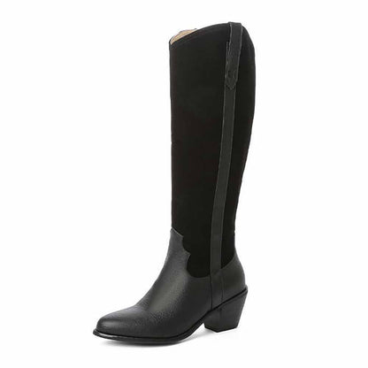 Fashion Western Boots Women Pull-On Knee High Booties