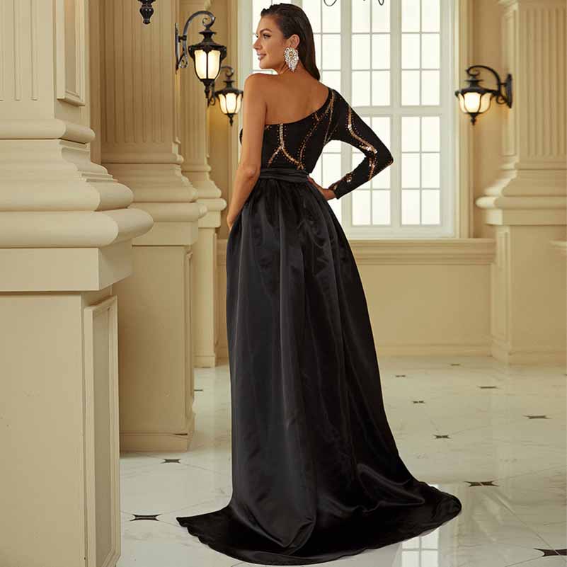 BridaL Black Sequin Prom Dress Sleeveless Evening Ball Gowns