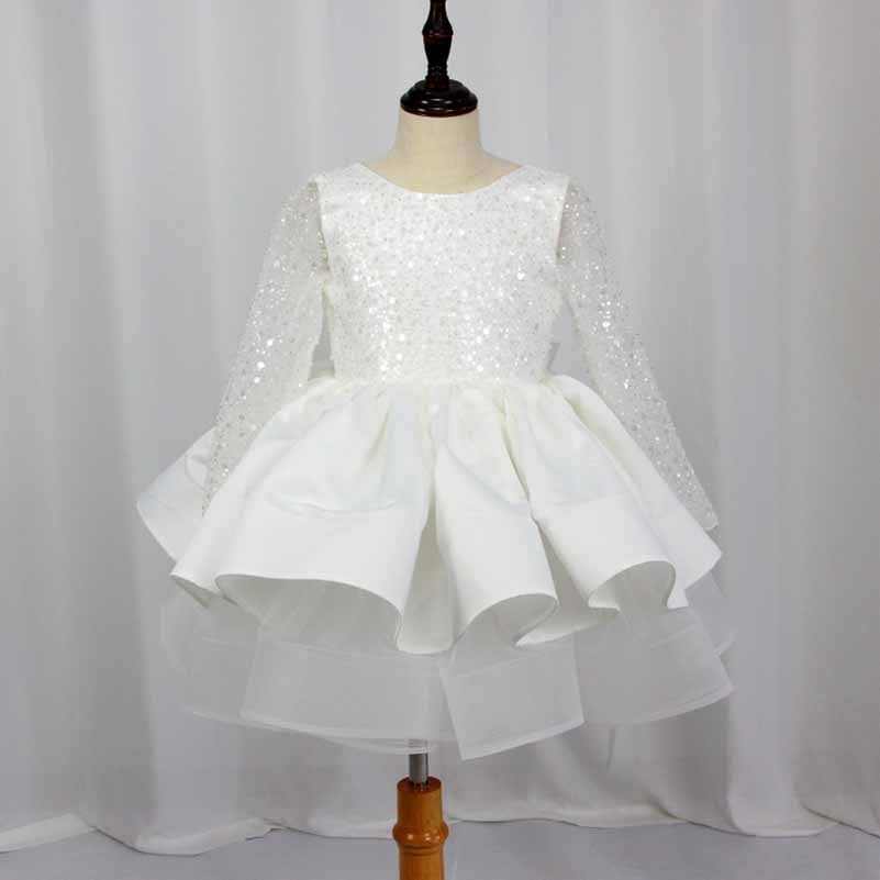 Children's wedding dress long-sleeved lace sequin Tutu birthday puffy skirt