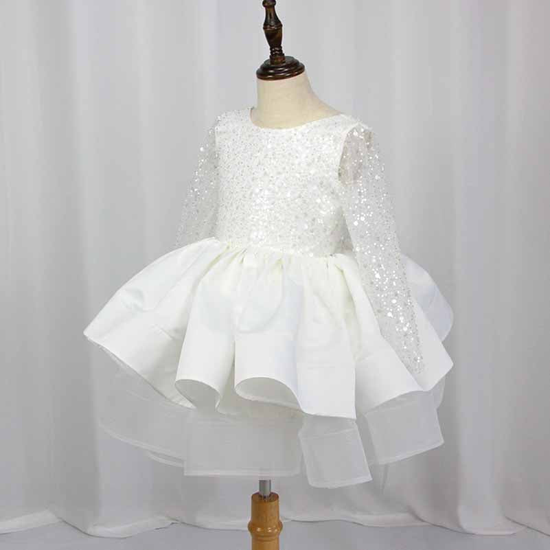 Children's wedding dress long-sleeved lace sequin Tutu birthday puffy skirt