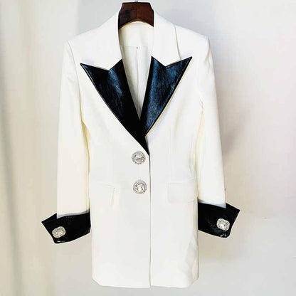 Long Sleeves V Neck White Coat Blazer Mini Dresses