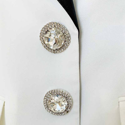 Long Sleeves V Neck White Coat Blazer Mini Dresses