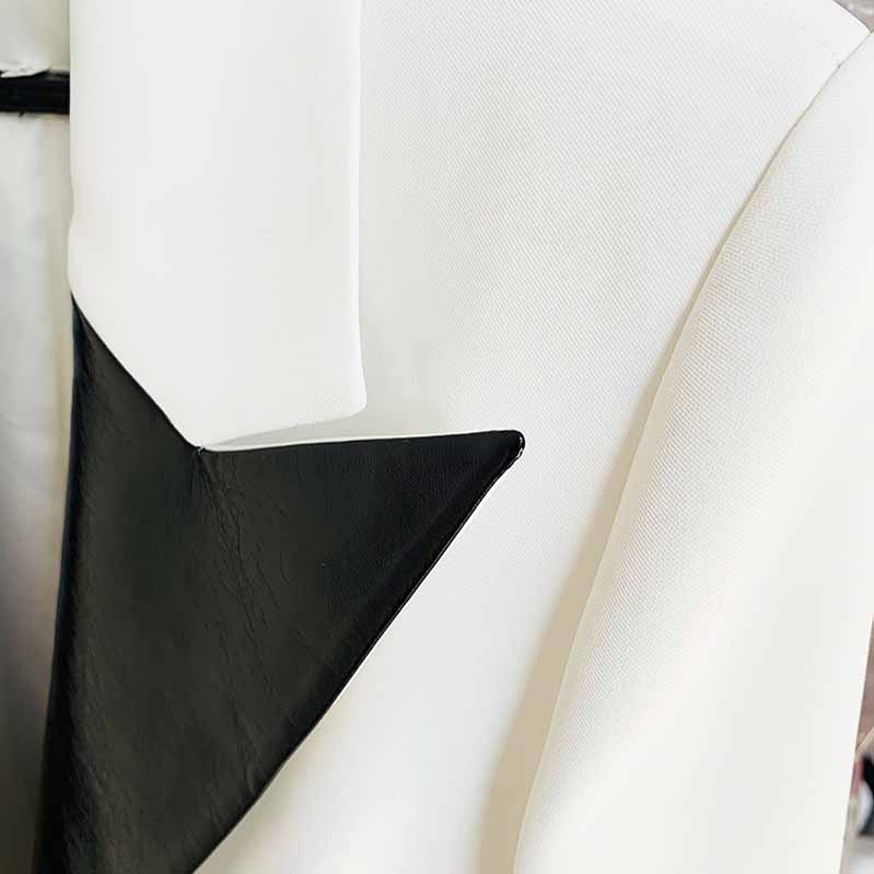 Long Sleeves V Neck White Coat Blazer Mini Dresses