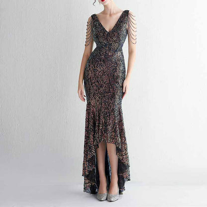 Sleeveless V Neck High-Low Design Women’s Formal Dresses for Special Occasions