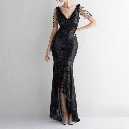 Sleeveless V Neck High-Low Design Women’s Formal Dresses for Special Occasions