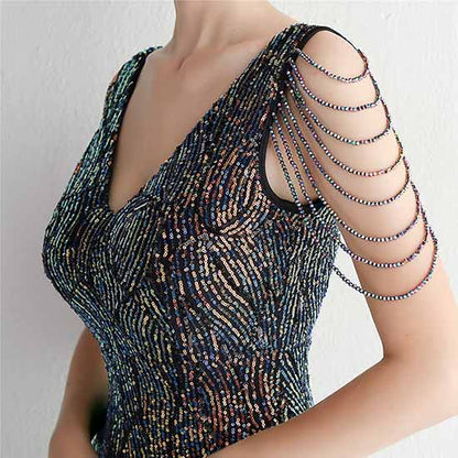 Sleeveless V Neck High-Low Design Women’s Formal Dresses for Special Occasions